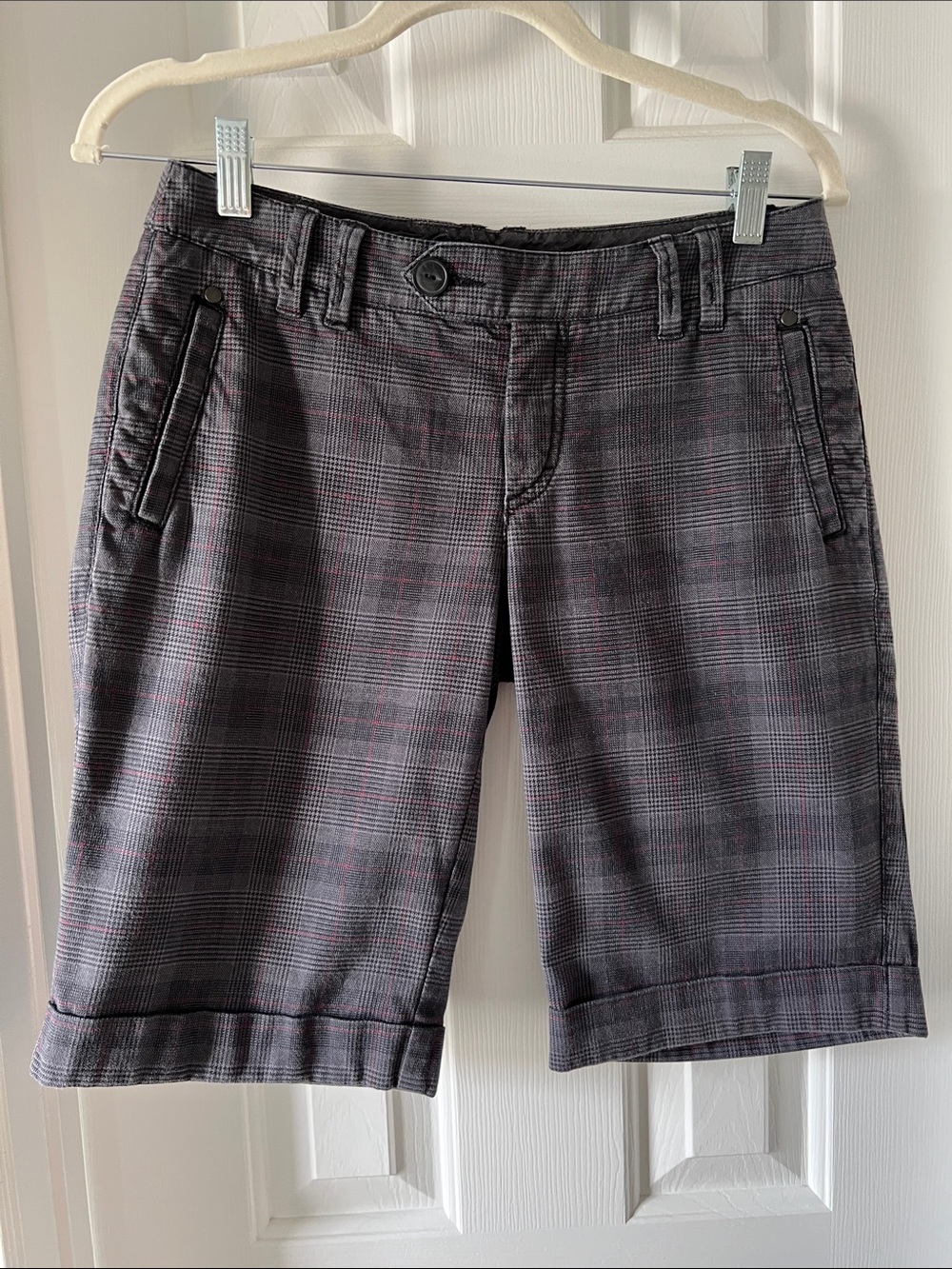 Esprit Gray Plaid Bermuda Shorts with Pink Check